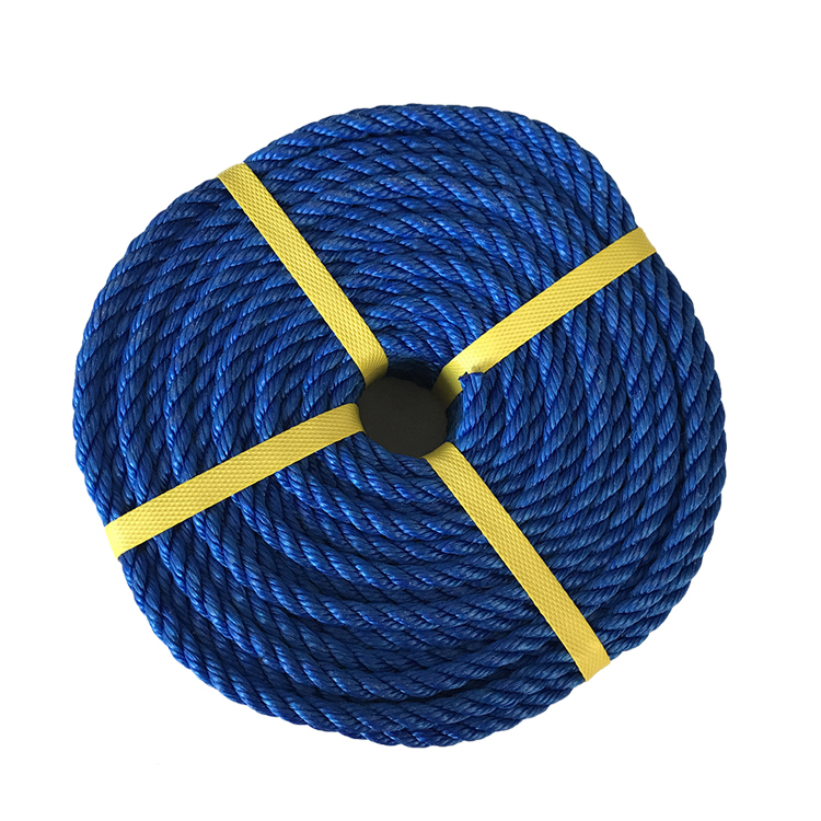Plastik HDPE Blue Twisted tali pikeun fishing Pacakge kalawan kakuatan tinggi