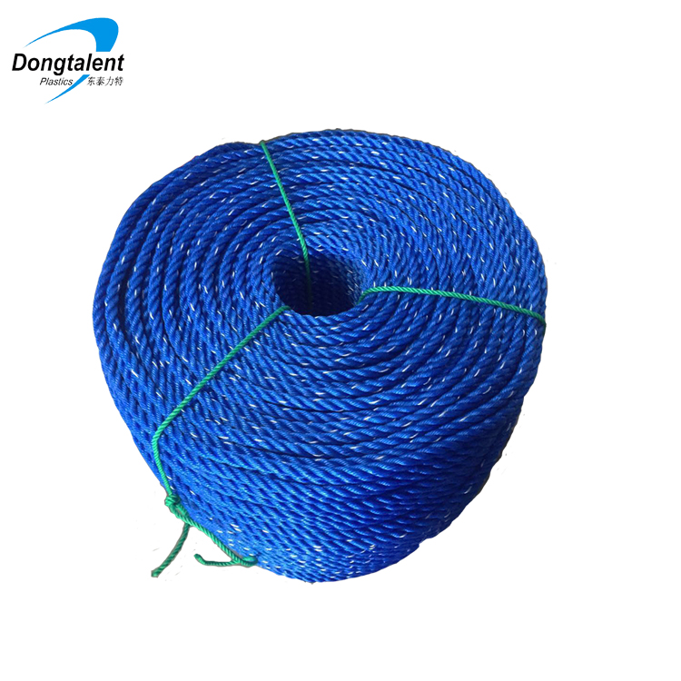 اللون الأزرق PP 3 خيوط حبل ملتوي حبل الصيد PE بأسعار تنافسية
