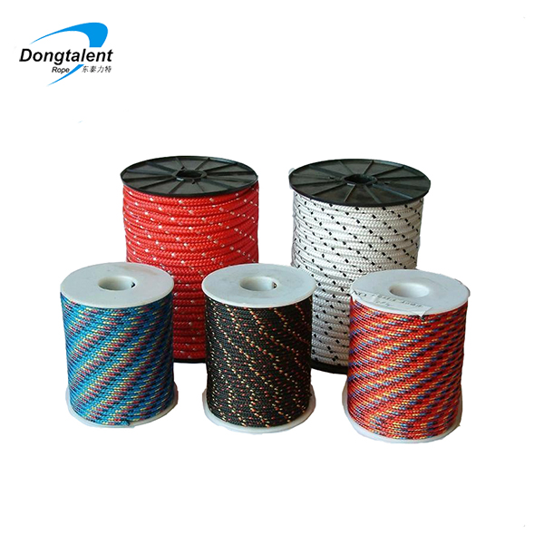 vysokopevnostné PP/polyester/nylonové dvojité pletené lano s rôznou farbou