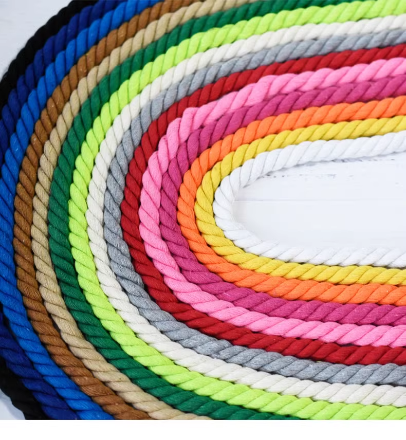 3/4 strand twisted Polyester cotton rope crafts industry 3-80mm Used for technology, industry, packaging, decoration